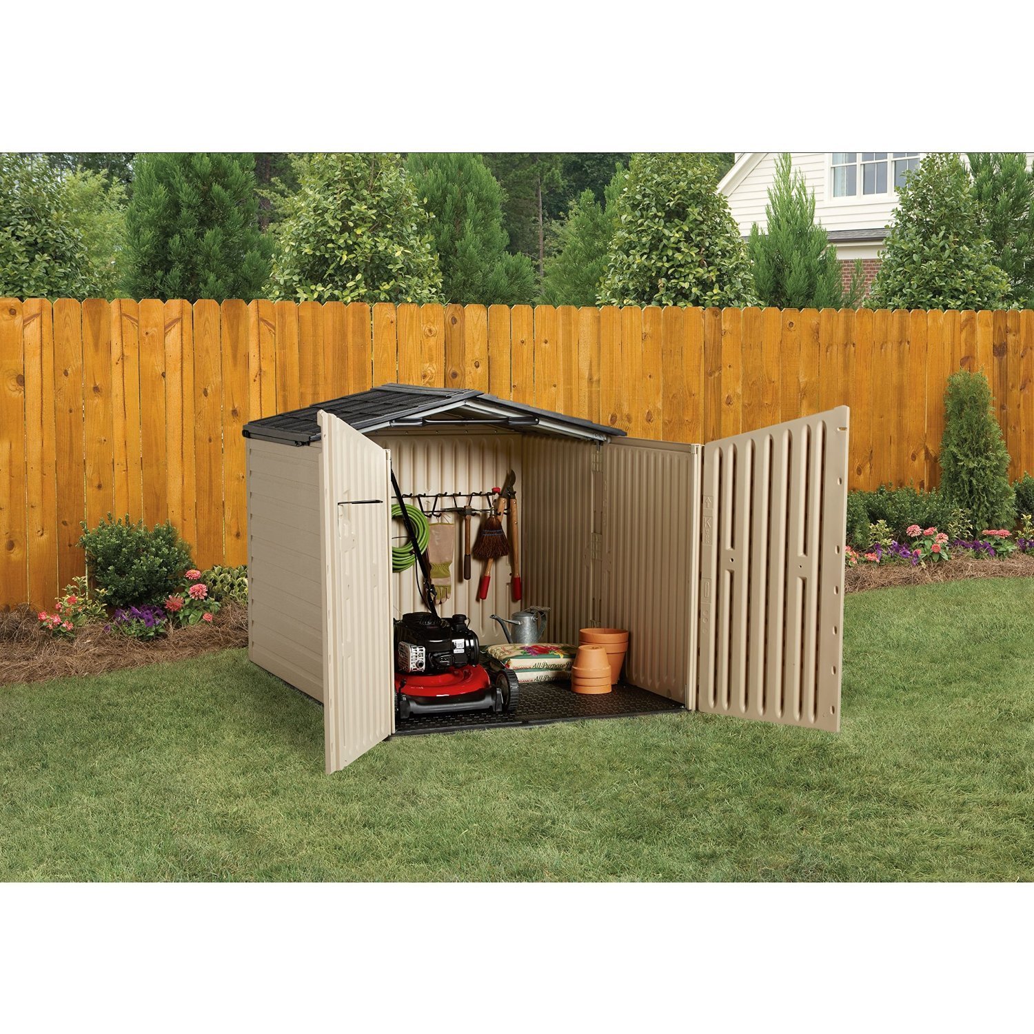 Rubbermaid Resin Slide Lid Shed OutsideModern