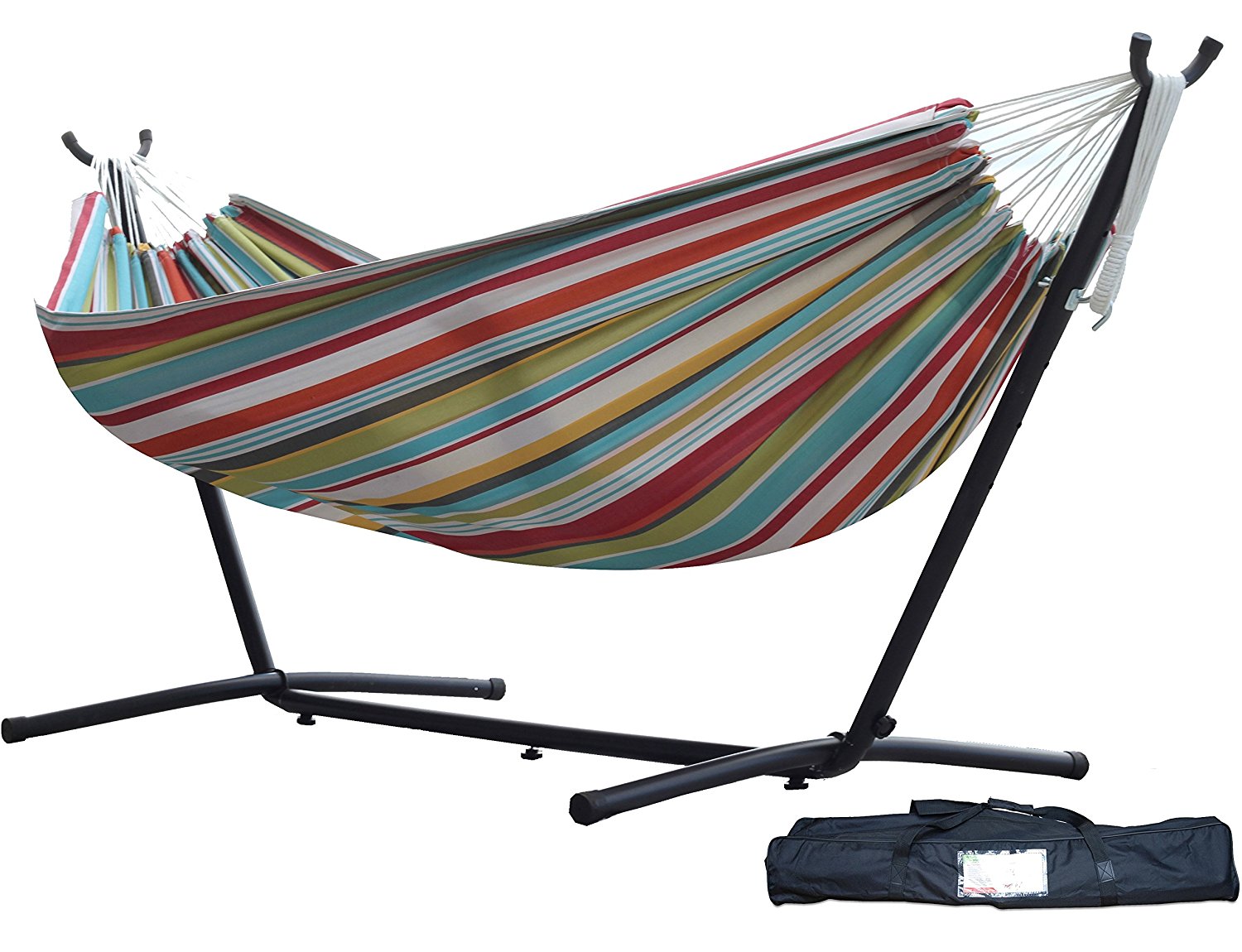 double hammock with space saving steel stand